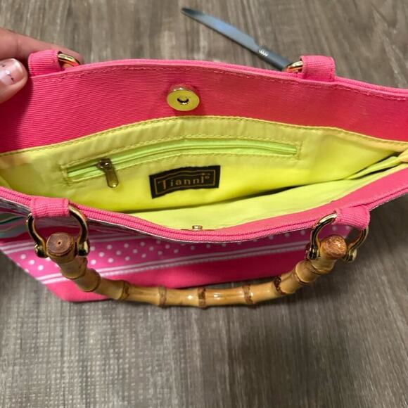 Tianni Mini Handbag Bamboo Handles Magnetic Button Stripe Pattern Multi-Color OS - Picture 5 of 5